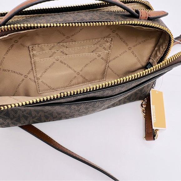 Michael Kors Signature Mid Size Double Zip Top Handle & Crossbody Chain Bag NWT - Picture 11 of 15